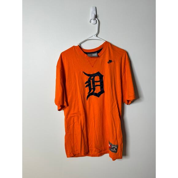 Nike Detroit Tigers Orange Short Sleeve Satin Logo Sz: large - Picture 1 of 5